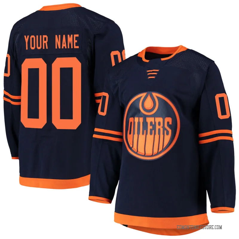 Navy Men's Custom Edmonton Oilers Authentic Alternate Primegreen Pro